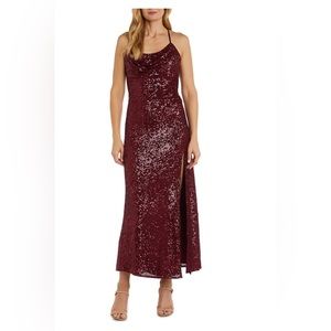 Macys Nightway Sequined Gown.  Chocolate Brown.